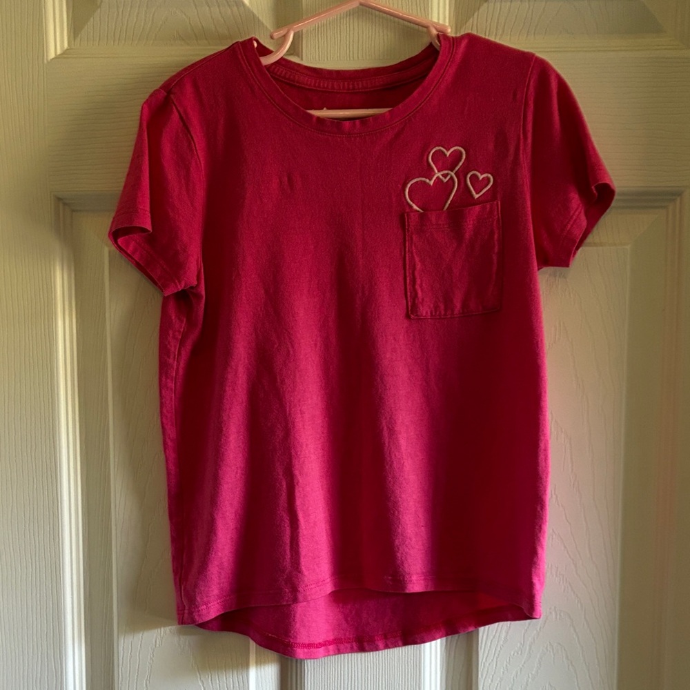 Charming Fuchsia Heart Pocket Tee for Kids
